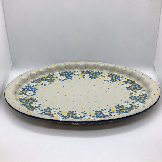 Aqua Flowers Oval Platter 14.5"