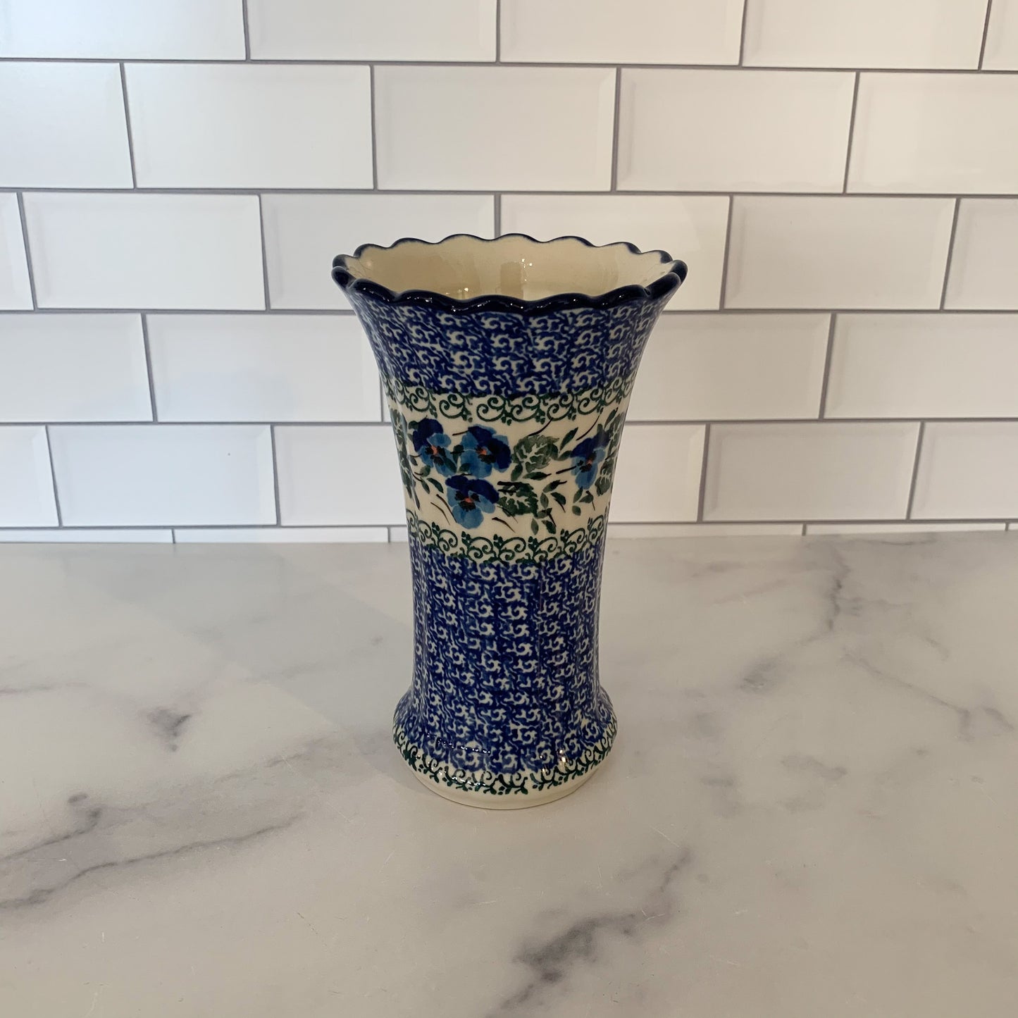 Winter Viola Fluted Vase 7"