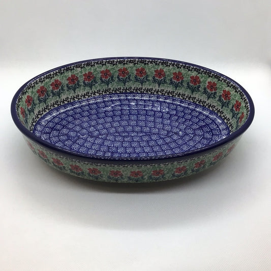 Red Daisies Oval Baker 10.5"