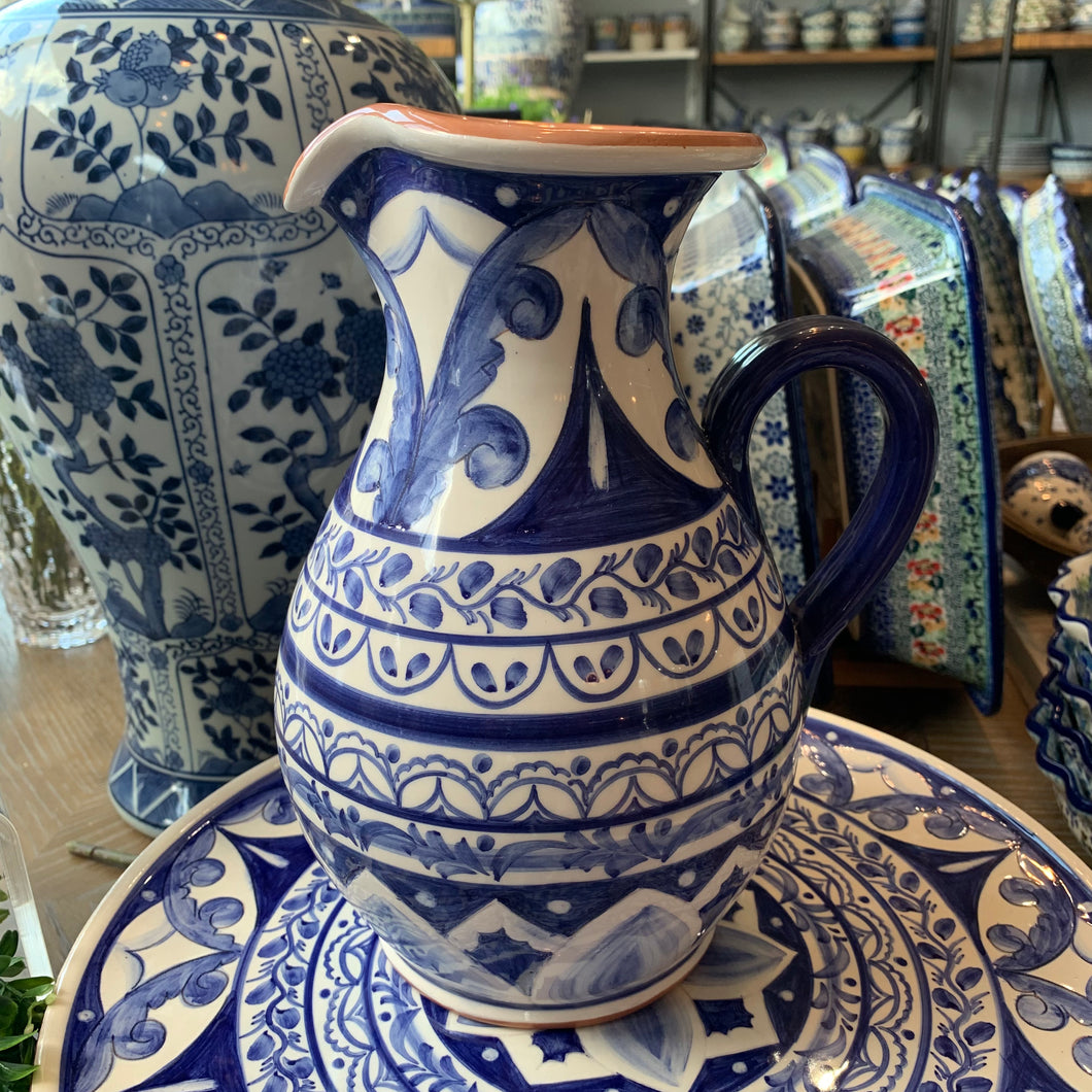 Alentejo Terracotta Indigo Large Pitcher